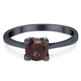 Minimalist Round Natural Stone Solitaire Ring