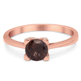 Minimalist Round Natural Stone Solitaire Ring