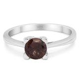 Minimalist Round Natural Stone Solitaire Ring