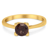 Minimalist Round Natural Stone Solitaire Ring