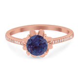 Vintage Style Round Natural Stone Flower Ring