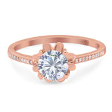 Vintage Style Round Natural Stone Flower Ring