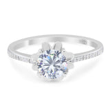 Vintage Style Round Moissanite Flower Ring 925 Sterling Silver
