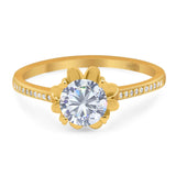 Vintage Style Round Natural Stone Flower Ring