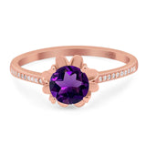 Vintage Style Round Natural Stone Flower Ring