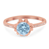 Vintage Style Round Natural Stone Flower Ring