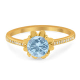 Vintage Style Round Natural Stone Flower Ring