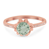 Vintage Style Round Natural Stone Flower Ring