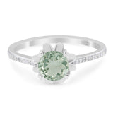 Vintage Style Round Natural Stone Flower Ring