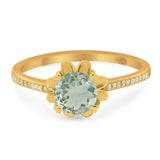 Vintage Style Round Natural Stone Flower Ring
