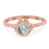 Vintage Style Round Natural Stone Flower Ring