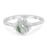 Vintage Style Round Natural Stone Flower Ring