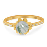 Vintage Style Round Natural Stone Flower Ring