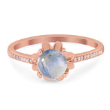 Vintage Style Round Natural Stone Flower Ring