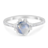 Vintage Style Round Natural Stone Flower Ring