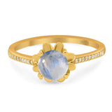 Vintage Style Round Natural Stone Flower Ring