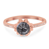 Vintage Style Round Natural Stone Flower Ring