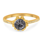 Vintage Style Round Natural Stone Flower Ring