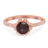 Vintage Style Round Natural Stone Flower Ring