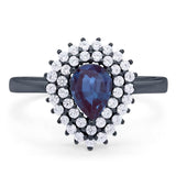 Pear Teardrop Natural Stone Halo Ring