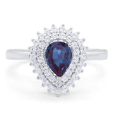 Pear Teardrop Natural Stone Halo Ring