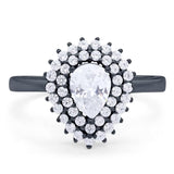 Pear Teardrop Natural Stone Halo Ring