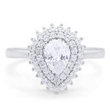 Pear Teardrop Natural Stone Halo Ring