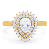 Pear Teardrop Natural Stone Halo Ring