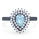 Pear Teardrop Natural Stone Halo Ring