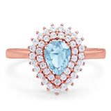 Pear Teardrop Natural Stone Halo Ring
