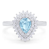 Pear Teardrop Natural Stone Halo Ring