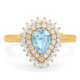 Pear Teardrop Natural Stone Halo Ring
