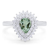 Pear Teardrop Natural Stone Halo Ring