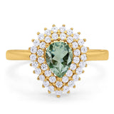 Pear Teardrop Natural Stone Halo Ring