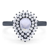 Pear Teardrop Natural Stone Halo Ring