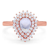 Pear Teardrop Natural Stone Halo Ring