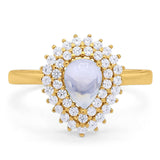 Pear Teardrop Natural Stone Halo Ring