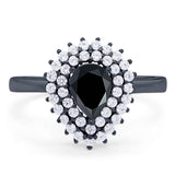 Pear Teardrop Natural Stone Halo Ring