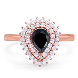 Pear Teardrop Natural Stone Halo Ring