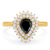 Pear Teardrop Natural Stone Halo Ring