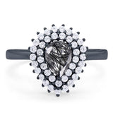 Pear Teardrop Natural Stone Halo Ring