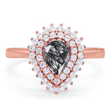 Pear Teardrop Natural Stone Halo Ring