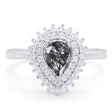Pear Teardrop Natural Stone Halo Ring