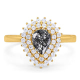 Pear Teardrop Natural Stone Halo Ring