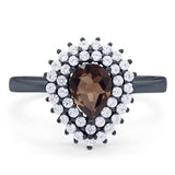 Pear Teardrop Natural Stone Halo Ring