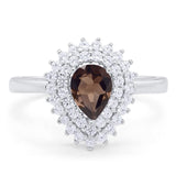 Pear Teardrop Natural Stone Halo Ring