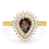 Pear Teardrop Natural Stone Halo Ring