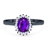 Vintage Style Oval Natural Stone Flower Ring