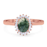 Vintage Style Oval Natural Stone Flower Ring
