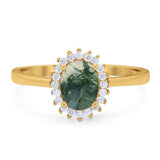 Vintage Style Oval Natural Stone Flower Ring